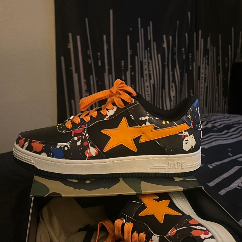 Bape Black and Orange Sneakers